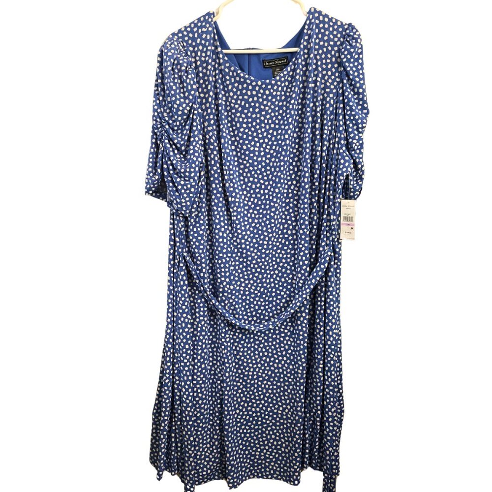 Jessica Howard ruched sleeve dress nwt Blue Polka Dot